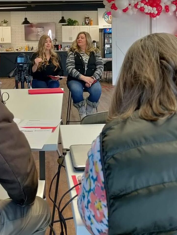 Kathy and Stacy Teaching a Workshop at Content And Cocktails